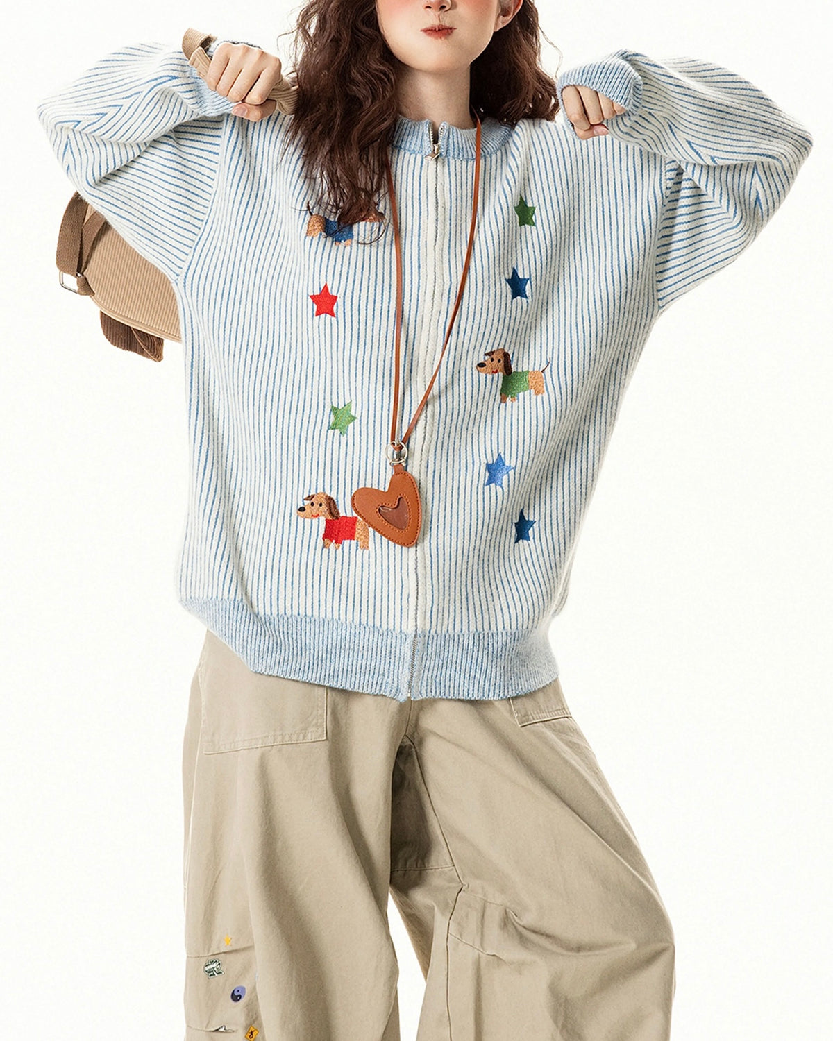 귀여운 강아지 자수 스웨터