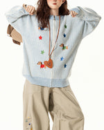 귀여운 강아지 자수 스웨터