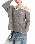 레이스 패널 니트 스웨터(여성용)