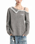 레이스 패널 니트 스웨터(여성용)