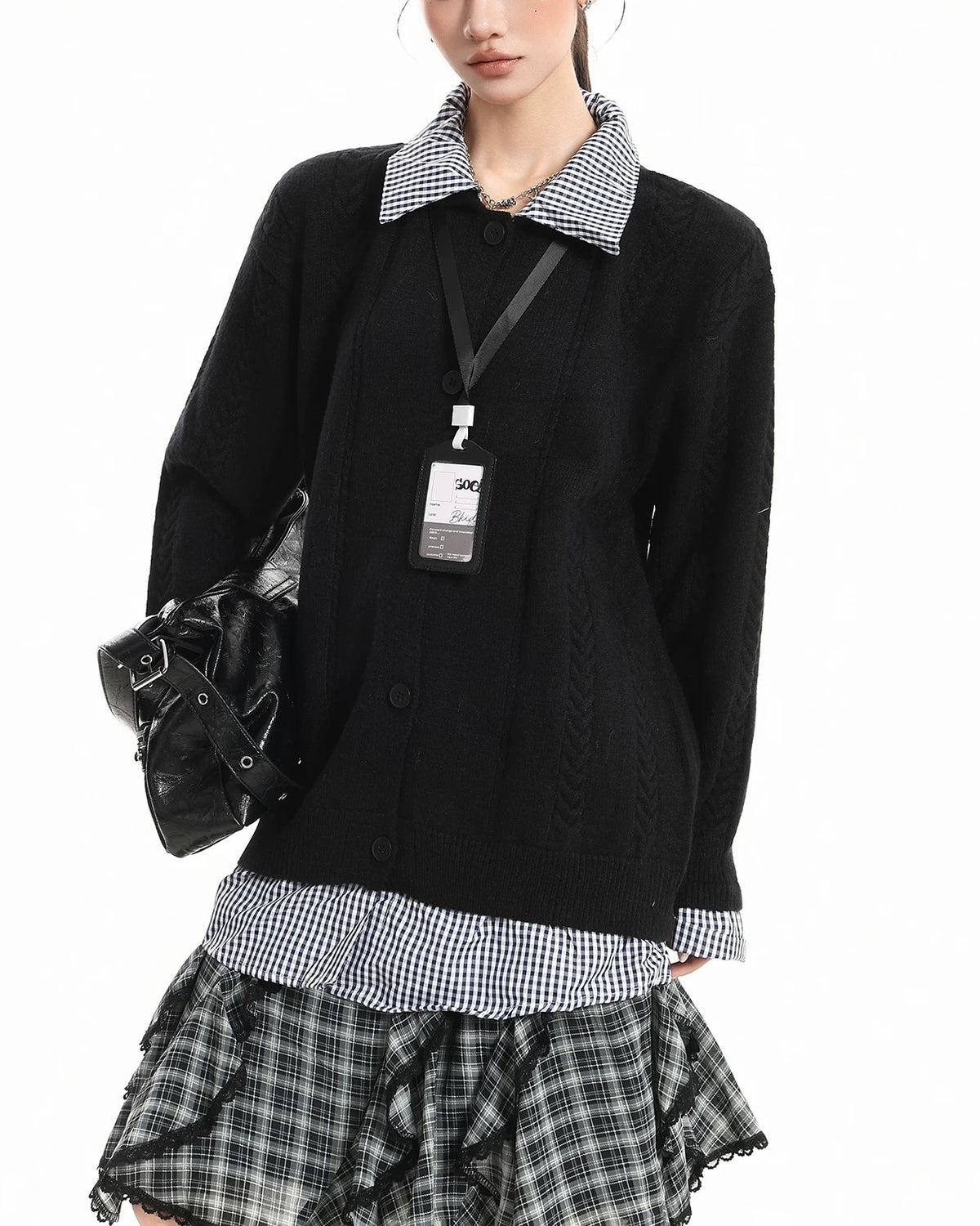 가짜 투피스 스플라이스 커플 스웨터