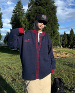 대비색 크루넥 스웨터