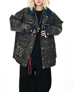 위장색 컬러블록 재킷