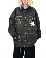 위장색 컬러블록 재킷