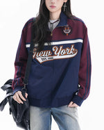 Embroidered stand-up collar coat