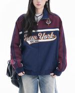 Embroidered stand-up collar coat