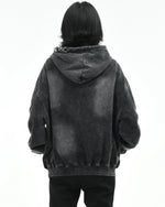 워시드 블랙 디스트레스드 커플 재킷