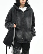 워시드 블랙 디스트레스드 커플 재킷