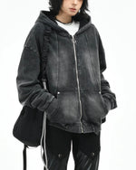 워시드 블랙 디스트레스드 커플 재킷