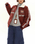 레트로 레터 자수 코튼 패딩 재킷