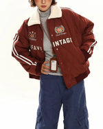 레트로 레터 자수 코튼 패딩 재킷