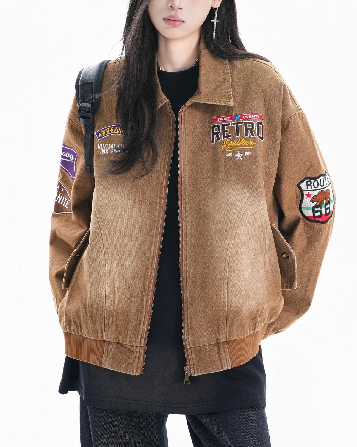 빈티지 자수 칼라 코트