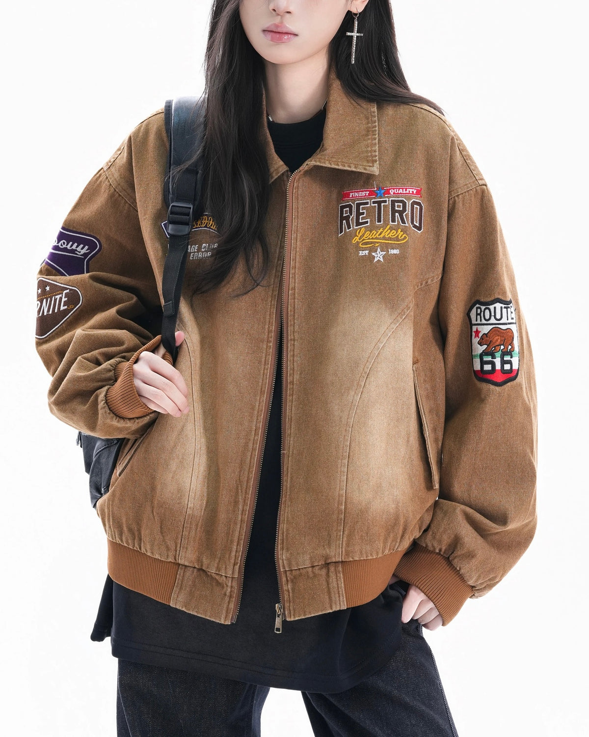 빈티지 자수 칼라 코트