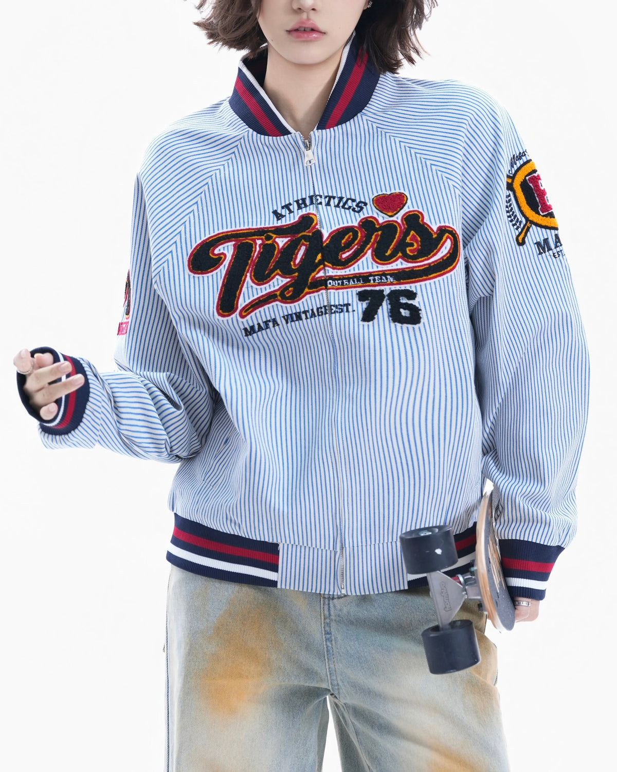 컬러블록 자수 야구 유니폼