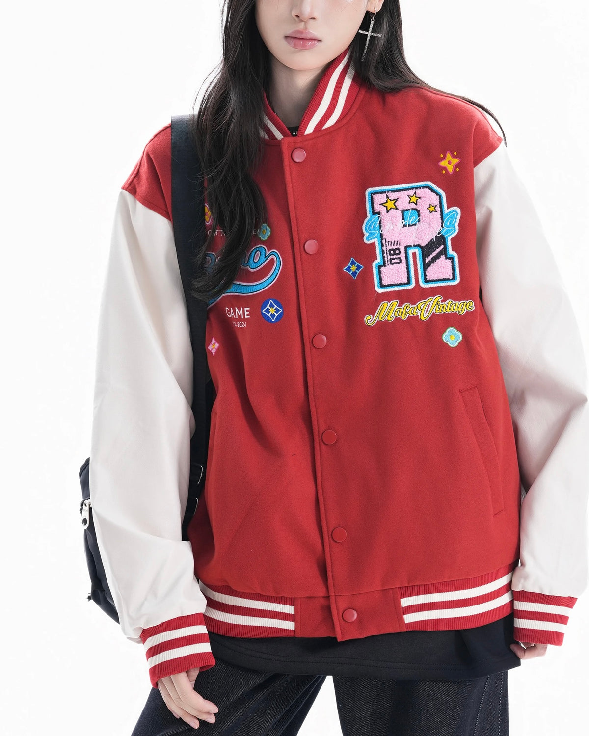 자수 컬러블록 재킷