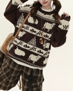 趣味動物條紋毛衣