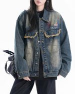 Washed Embroidered Casual Jacket