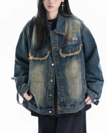 Washed Embroidered Casual Jacket