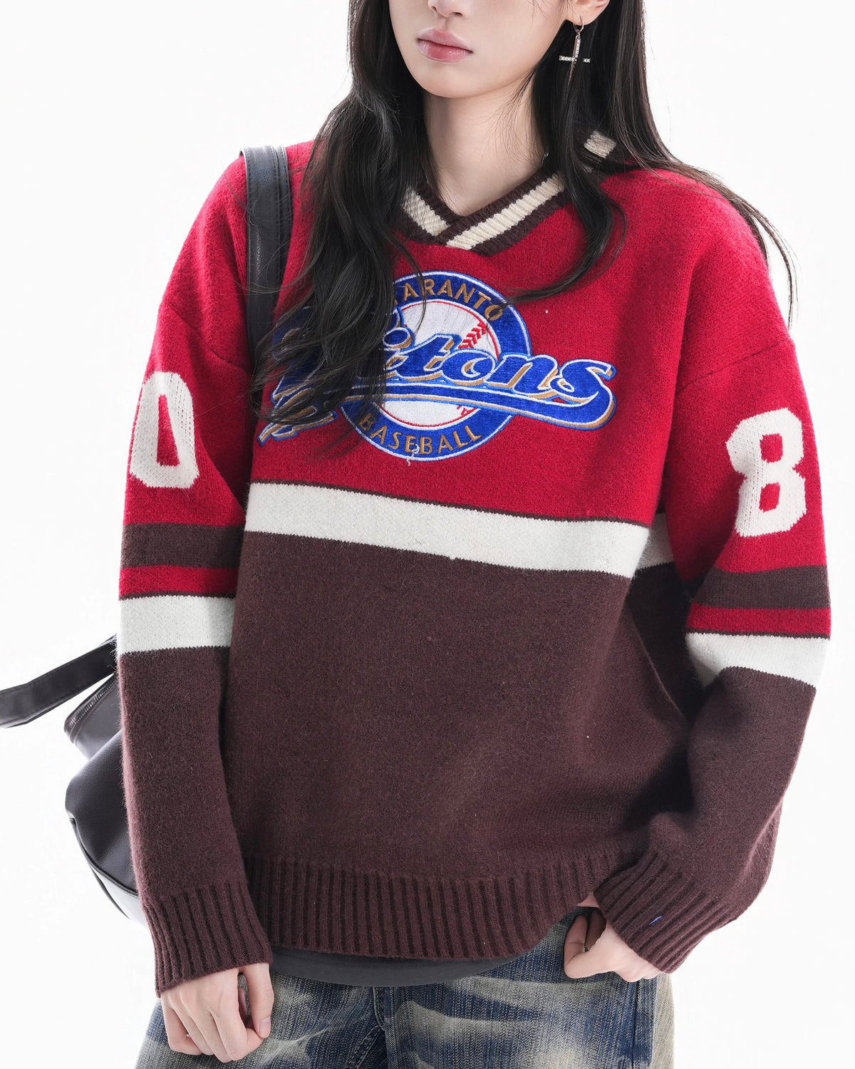 復古拼色針織衫