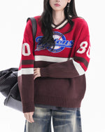 復古拼色針織衫