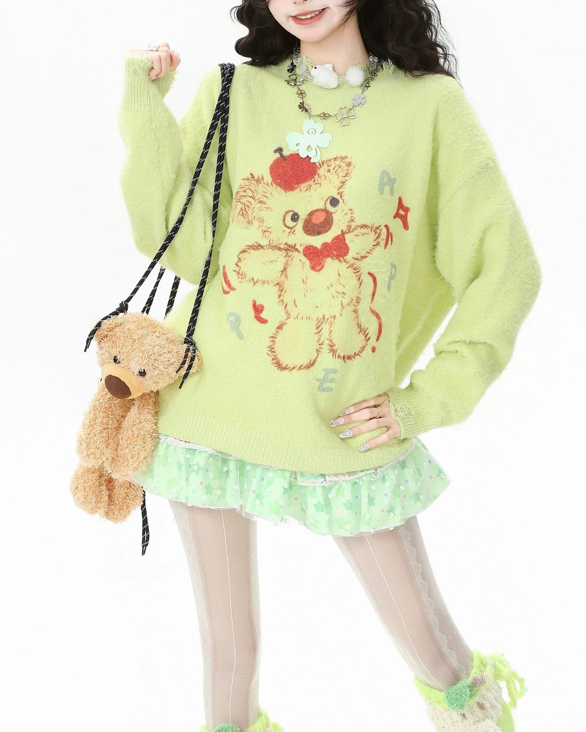 雙肩包玩偶情侶針織衫