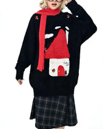 Retro red little house knitwear