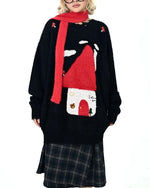 Retro red little house knitwear