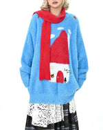 Retro red little house knitwear