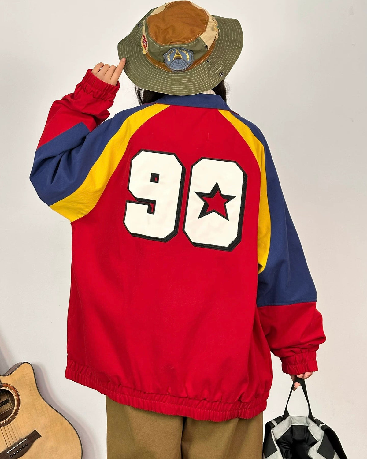 레트로 자수 패치워크 재킷