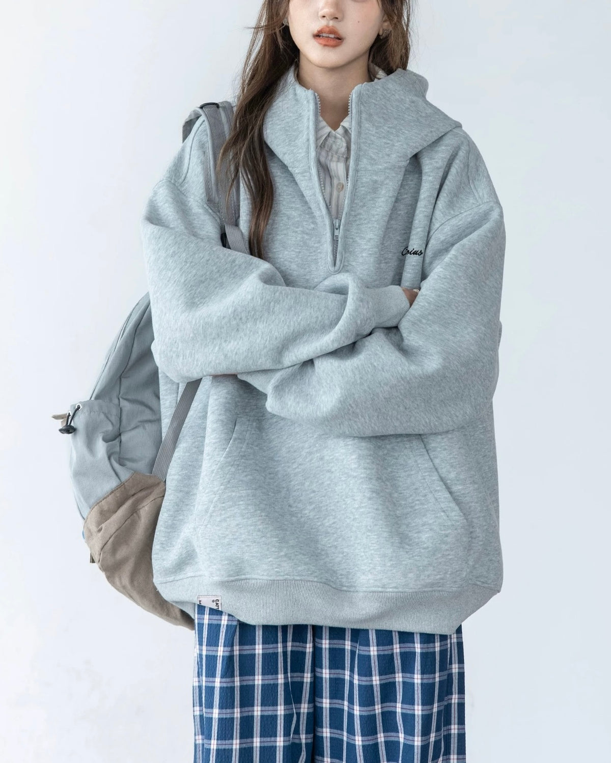 復古立領連帽外套