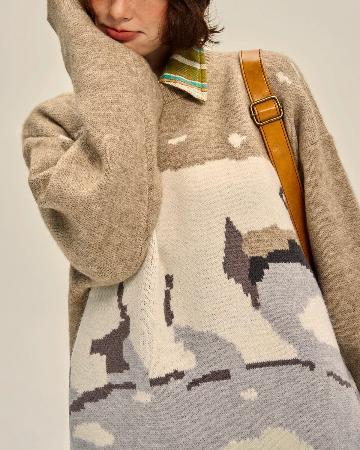 레트로 컬러 블록 폴라베어 스웨터