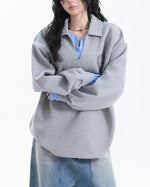 Badge Print Faux Two-Piece Sweatshirt