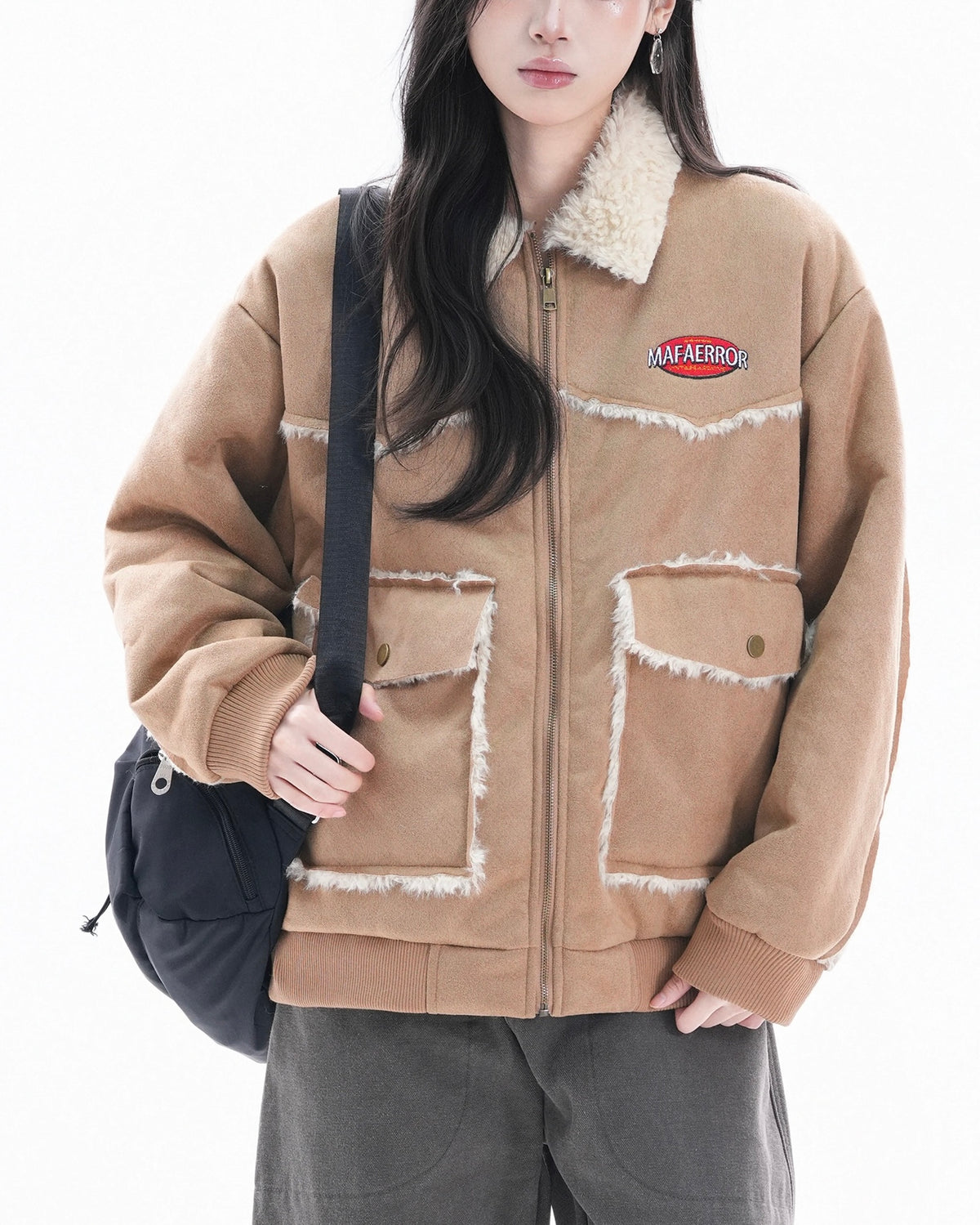 Retro letter embroidered jacket