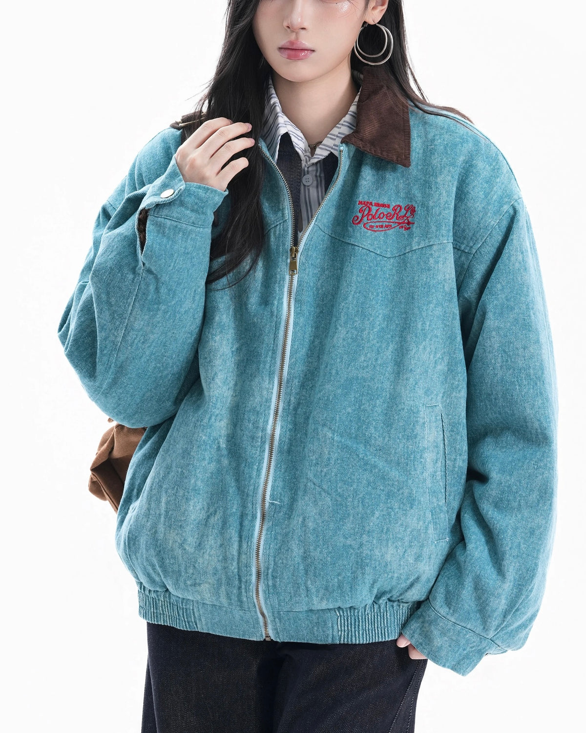 Retro patchwork letter jacket