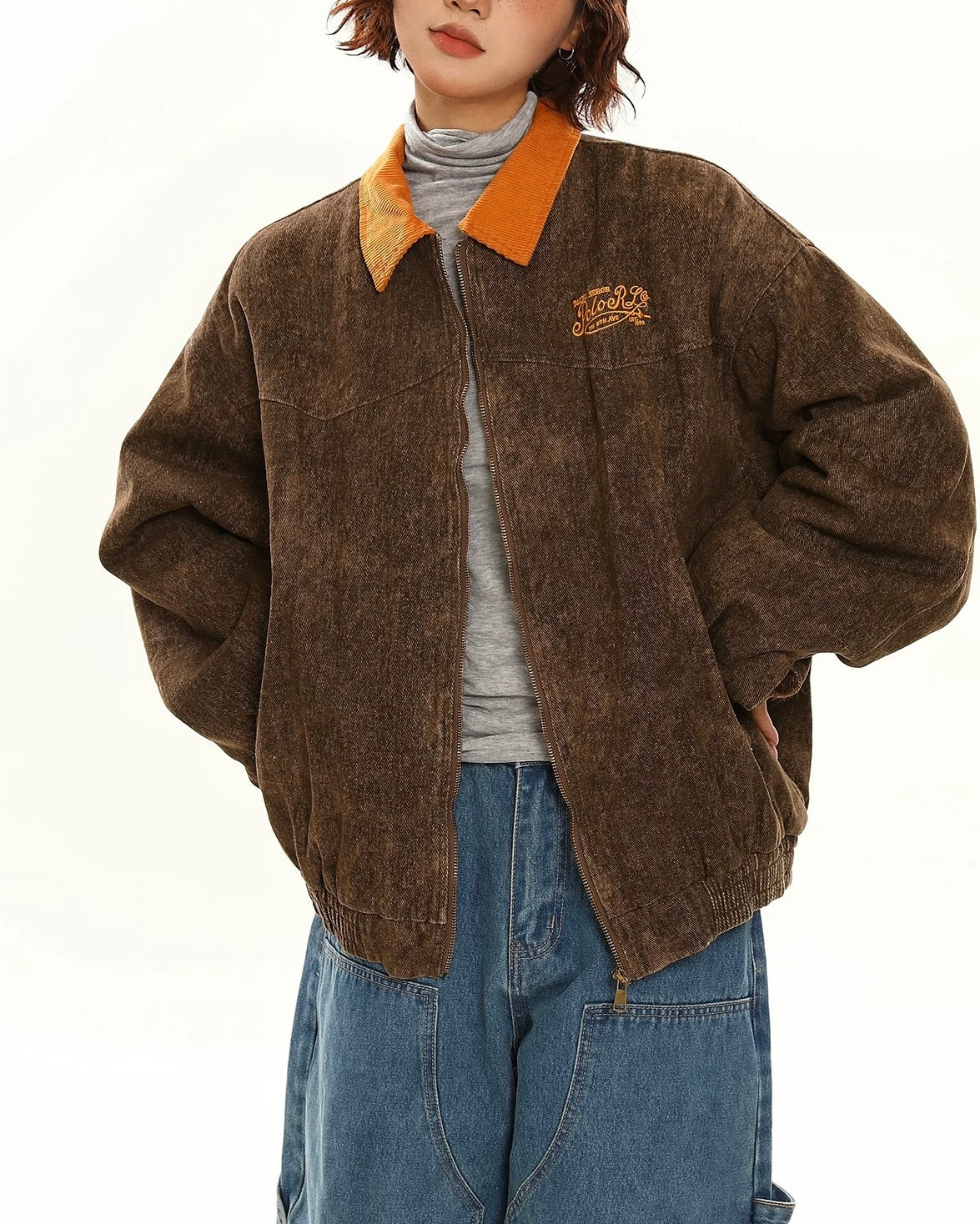 Retro patchwork letter jacket