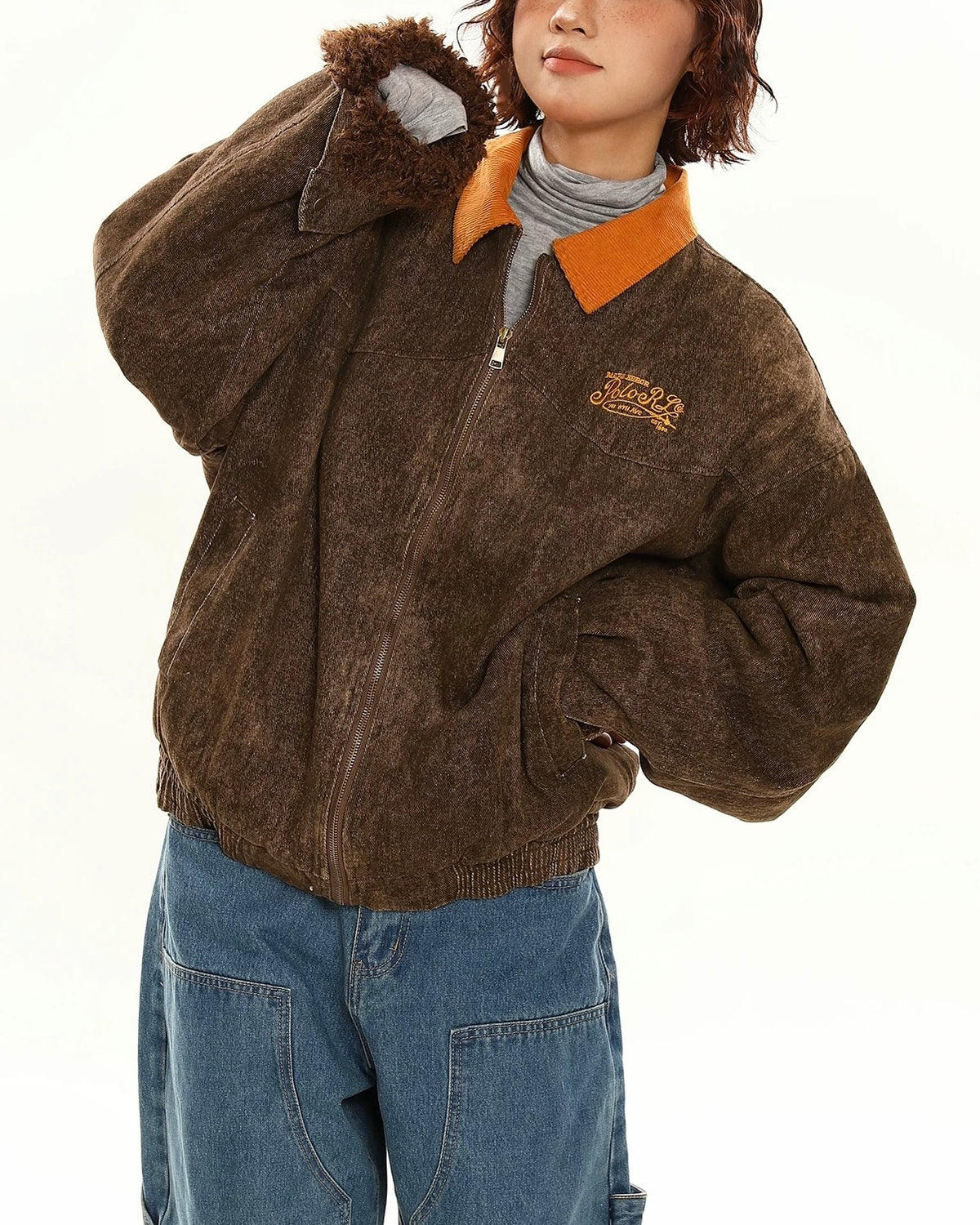 Retro patchwork letter jacket