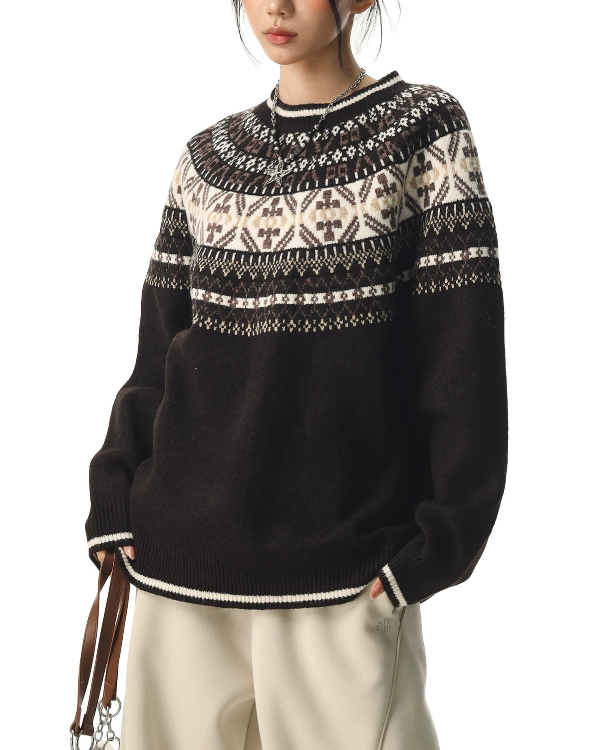 復古提花針織衫