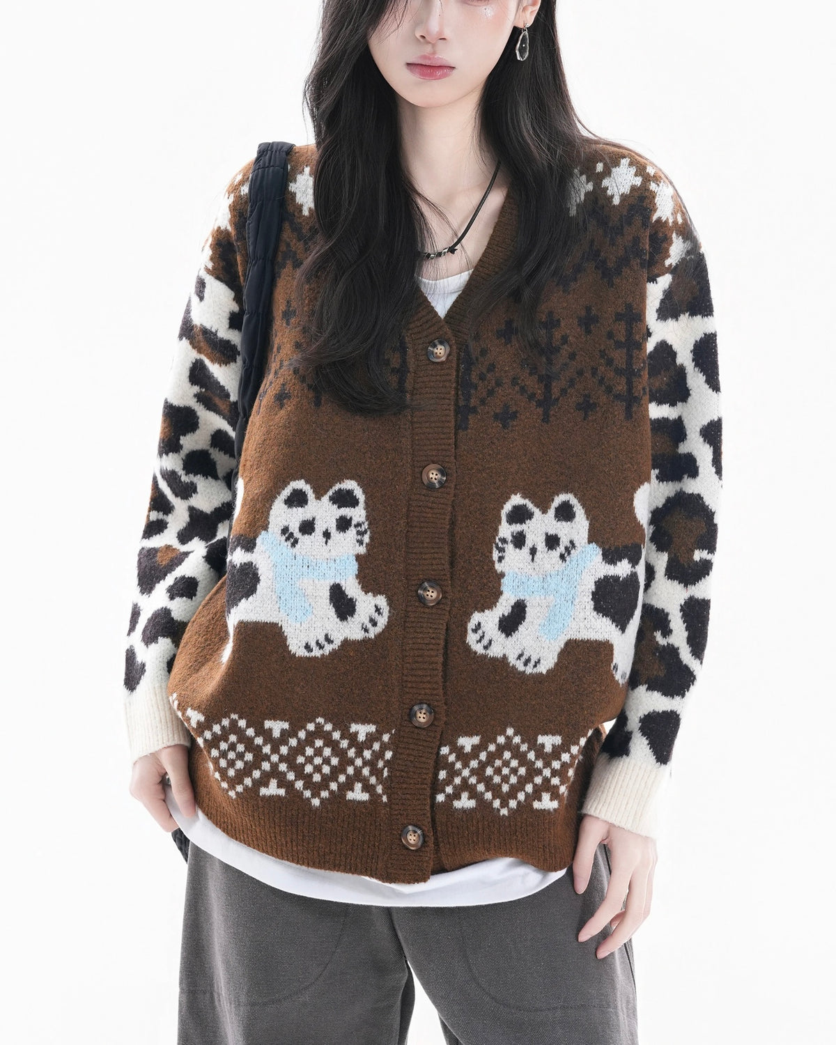 復古趣味小貓咪毛衣