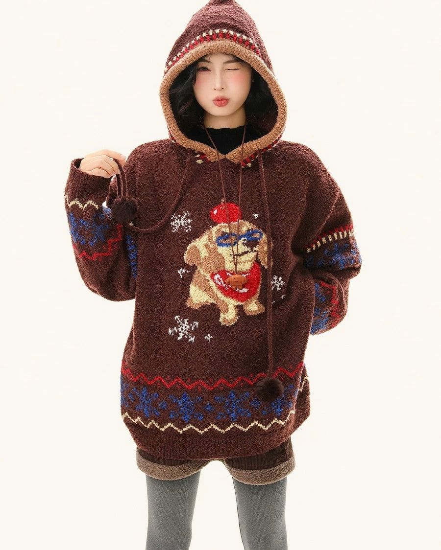 Retro puppy knit sweater