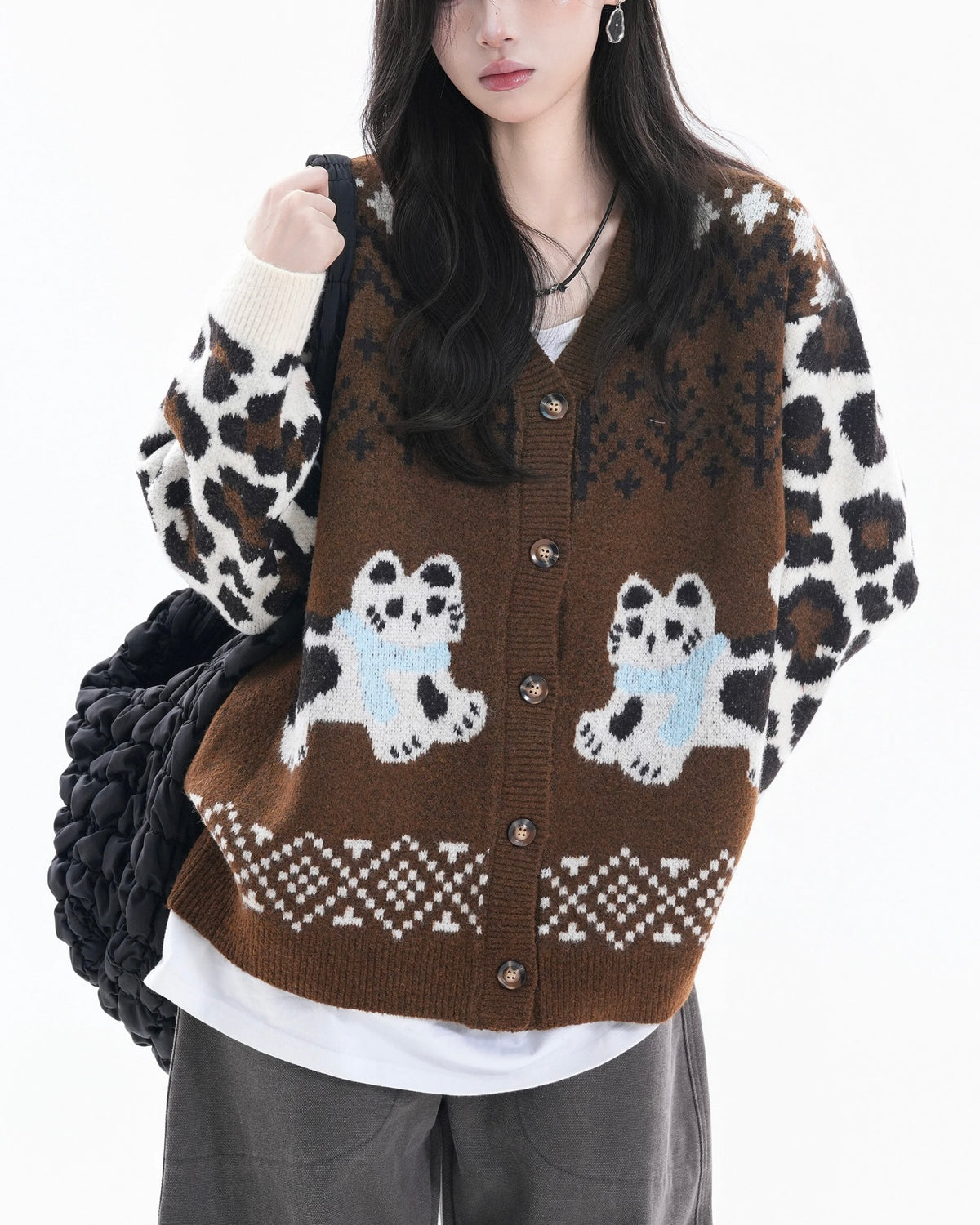 復古趣味小貓咪毛衣