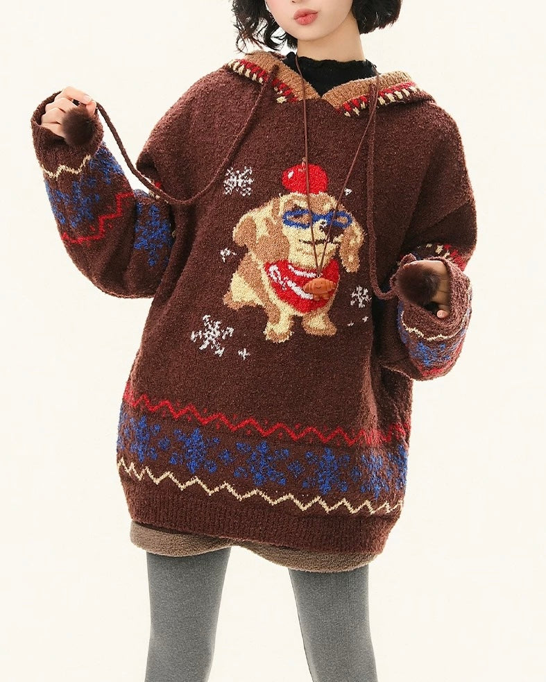 Retro puppy knit sweater
