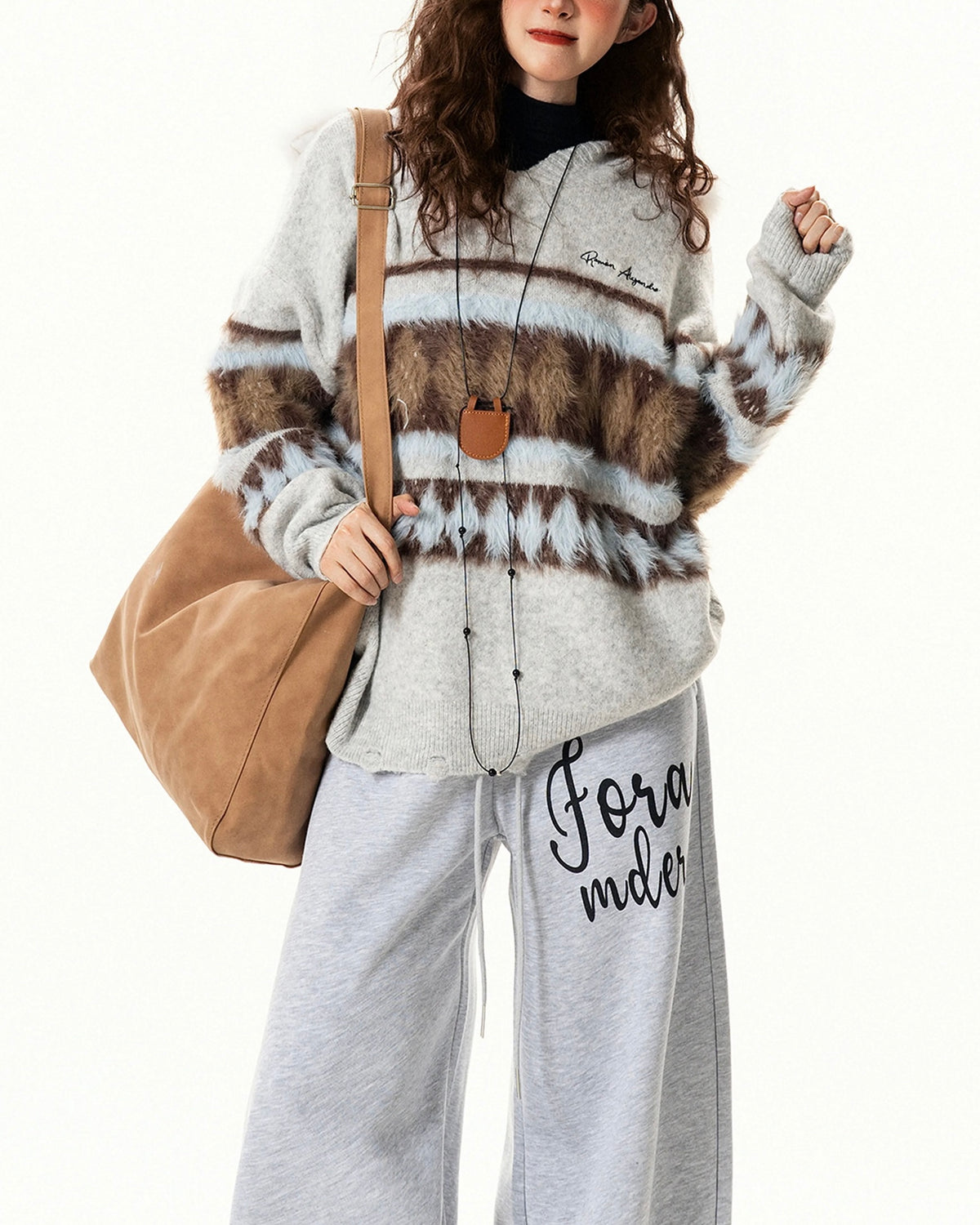 條紋連帽針織衫