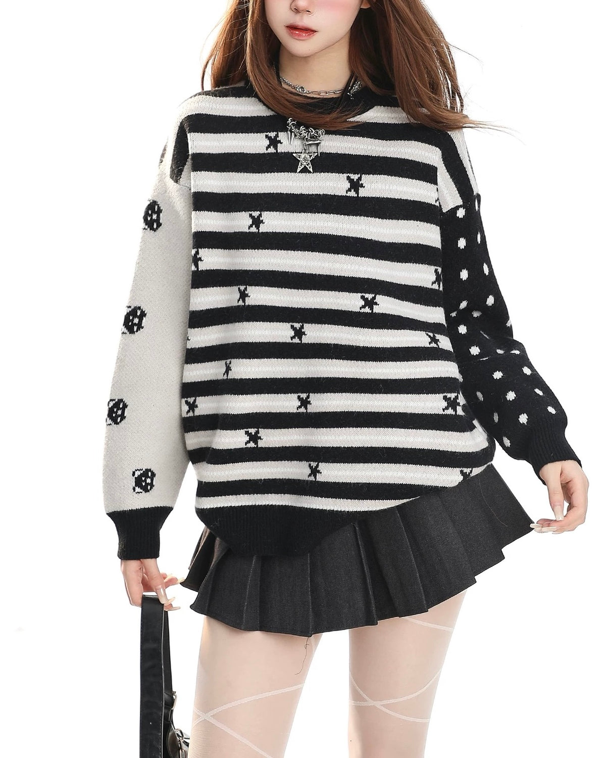 Star-striped knit sweater