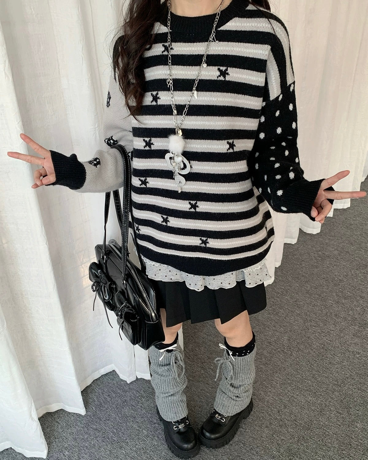 Star-striped knit sweater