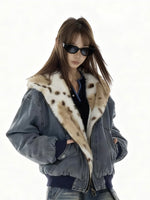 Patchwork cotton-padded denim jacket