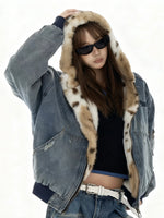 Patchwork cotton-padded denim jacket