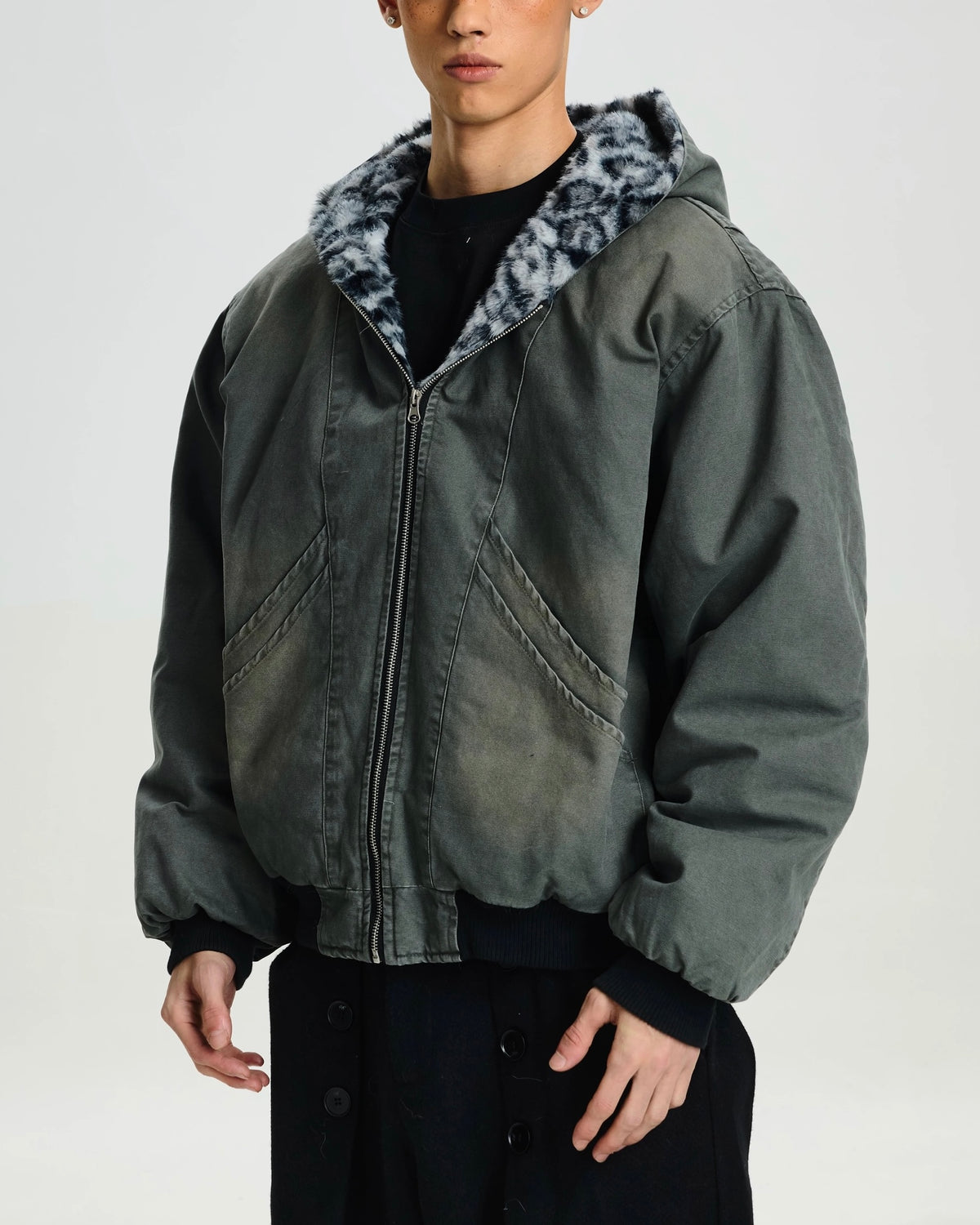 Patchwork cotton-padded jacket
