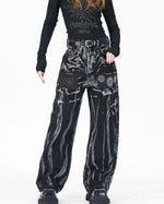 休閑個性牛仔長褲