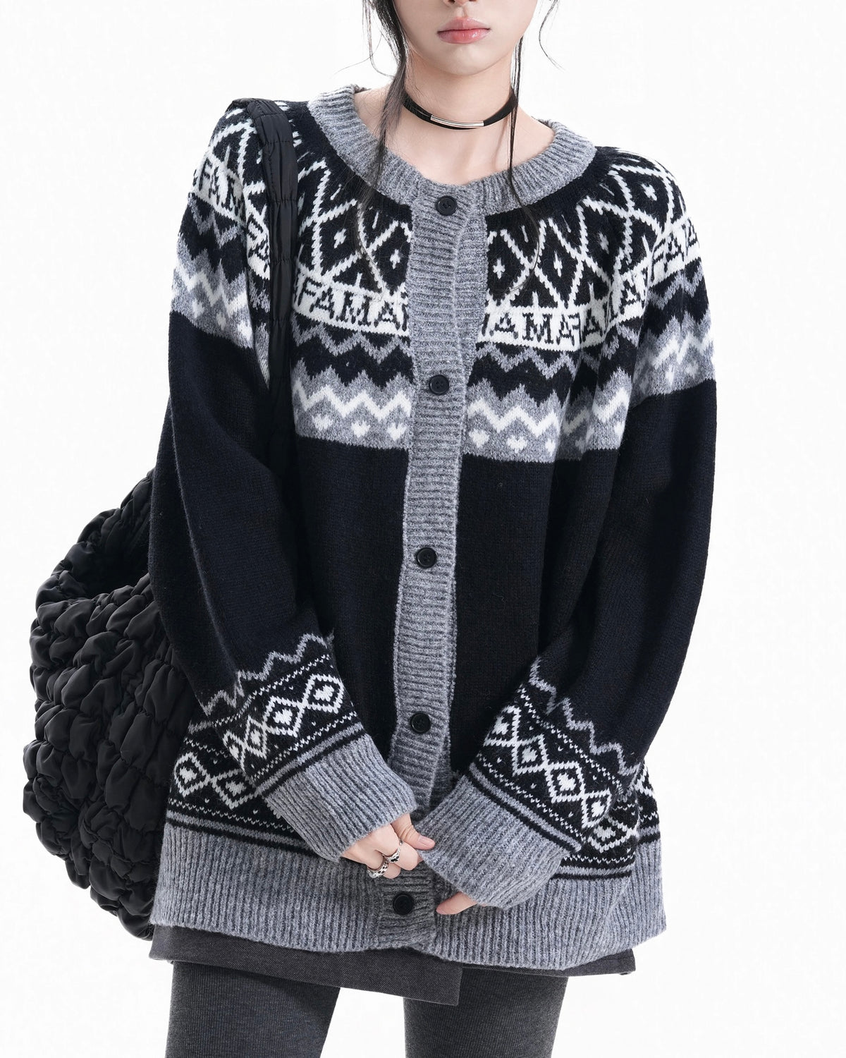 Vintage jacquard cardigan sweater