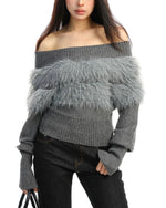 오프숄더 니트 탑(여성용)